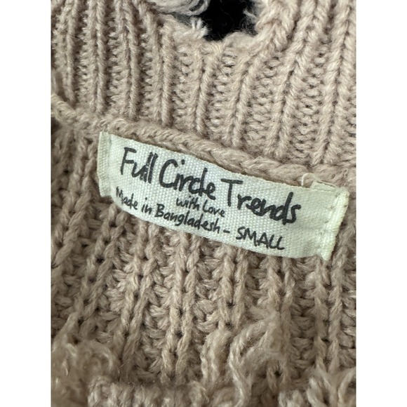 Full Circle Trends Pink Knit Frayed Hem Sweater Women's Size S - Picture 12 of 12